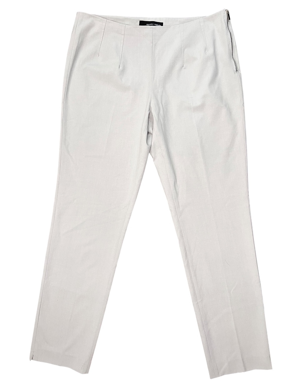 Amanda + Chelsea Women’s Size 12 Light Grey Side Zip Ankle Dress Pants Trousers